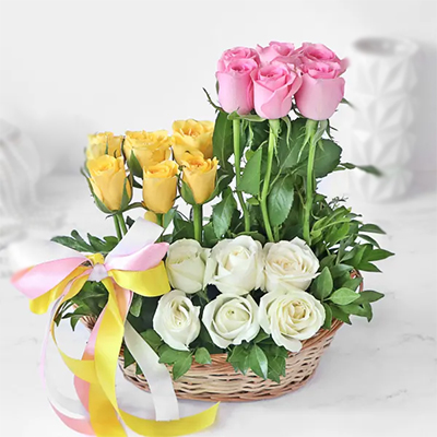 "Mixed Roses Flower basket (Krish) - Click here to View more details about this Product